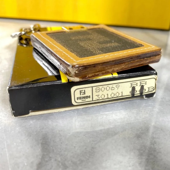 |SOLD| Fendi FF Logo Striped Pequin Bag Charm - Picture 5 of 8